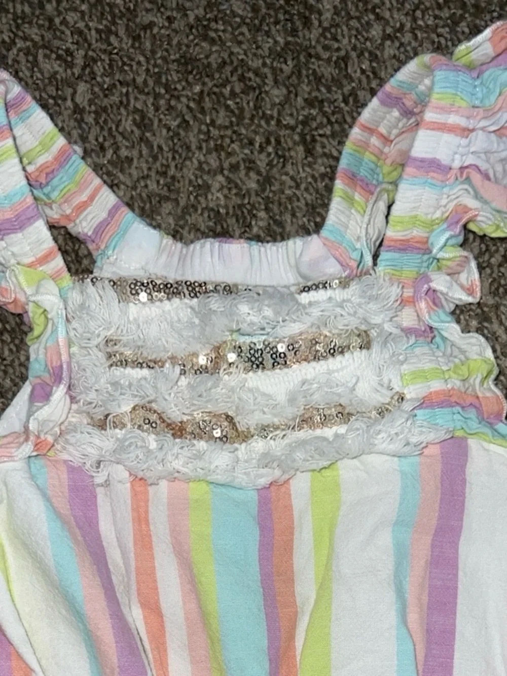 Girls' Pastel Rainbow Stripe Jumpsuit - Multicolor size 4T